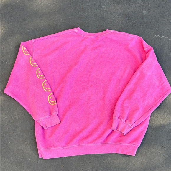 Pink Smiley Nirvana Sweatshirt Oversized Sweat Top S - M - Picture 4 of 5